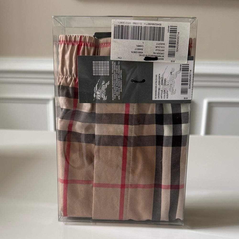 Burberry Beige and Red Checkered Boxers